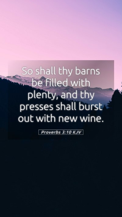 Picture 05 - Proverbs 3:10 KJV Mobile Phone Wallpaper - So shall thy barns be filled with plenty, and thy - Mobile Bible Verse Wallpaper