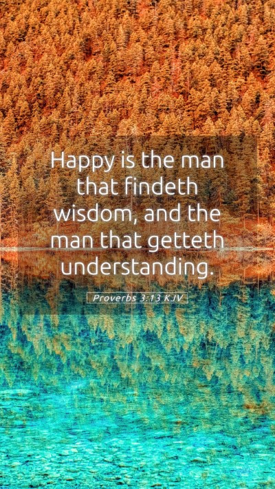Picture 05 - Proverbs 3:13 KJV Mobile Phone Wallpaper - Happy is the man that findeth wisdom, and the man - Mobile Bible Verse Wallpaper