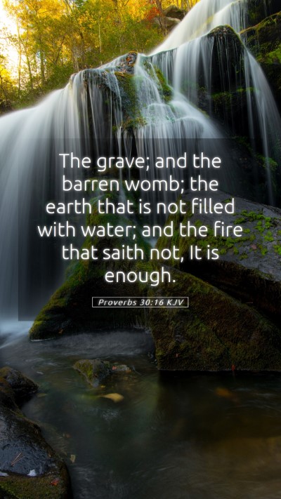 Picture 05 - Proverbs 30:16 KJV Mobile Phone Wallpaper - The grave; and the barren womb; the earth that is - Mobile Bible Verse Wallpaper