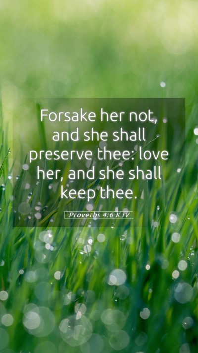 Picture 05 - Proverbs 4:6 KJV Mobile Phone Wallpaper - Forsake her not, and she shall preserve thee: - Mobile Bible Verse Wallpaper