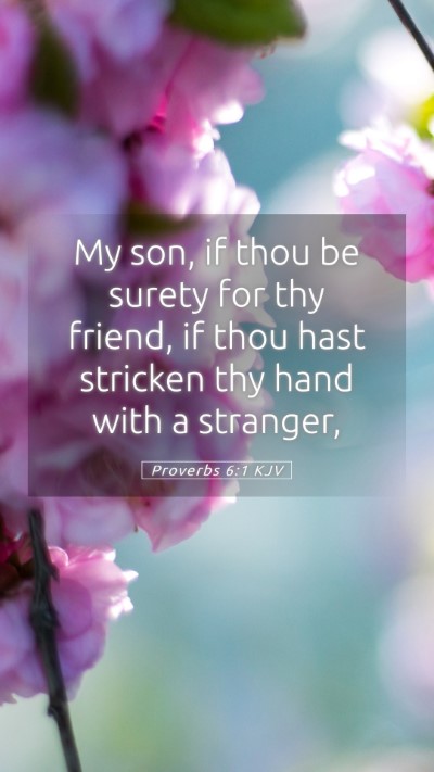 Picture 05 - Proverbs 6:1 KJV Mobile Phone Wallpaper - My son, if thou be surety for thy friend, if thou - Mobile Bible Verse Wallpaper
