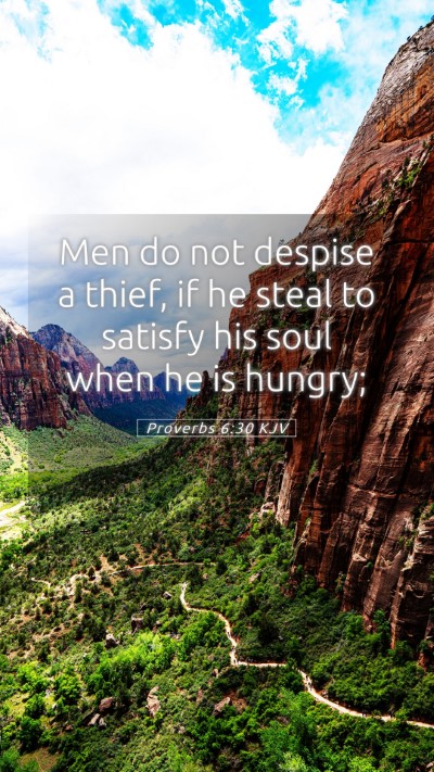 Picture 05 - Proverbs 6:30 KJV Mobile Phone Wallpaper - Men do not despise a thief, if he steal to - Mobile Bible Verse Wallpaper
