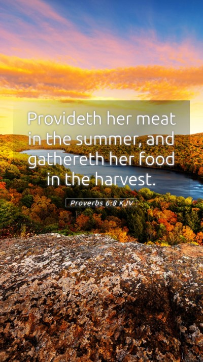 Picture 05 - Proverbs 6:8 KJV Mobile Phone Wallpaper - Provideth her meat in the summer, and gathereth - Mobile Bible Verse Wallpaper