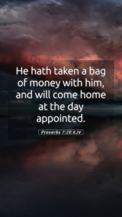 Picture 05 - Proverbs 7:20 KJV Mobile Phone Wallpaper - He hath taken a bag of money with him, and will - Mobile Bible Verse Wallpaper