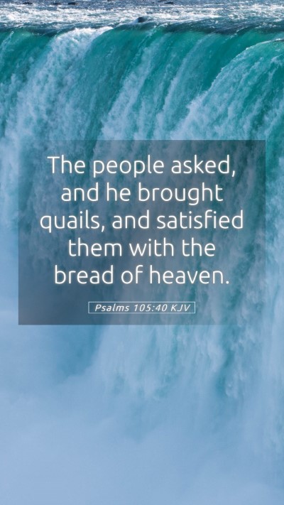 Picture 05 - Psalms 105:40 KJV Mobile Phone Wallpaper - The people asked, and he brought quails, and - Mobile Bible Verse Wallpaper