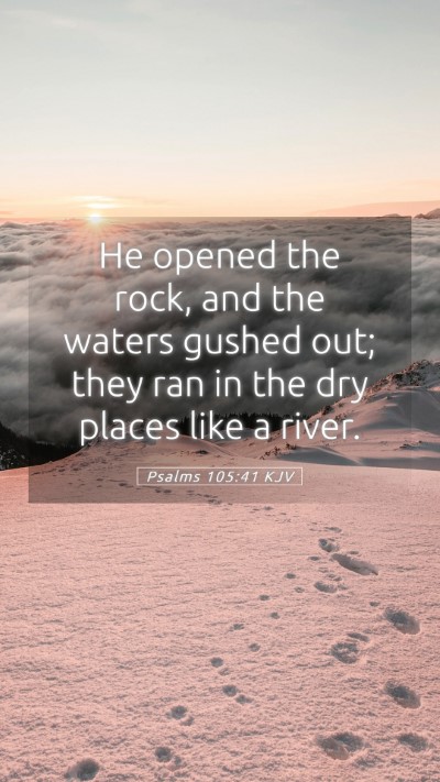 Picture 05 - Psalms 105:41 KJV Mobile Phone Wallpaper - He opened the rock, and the waters gushed out; - Mobile Bible Verse Wallpaper
