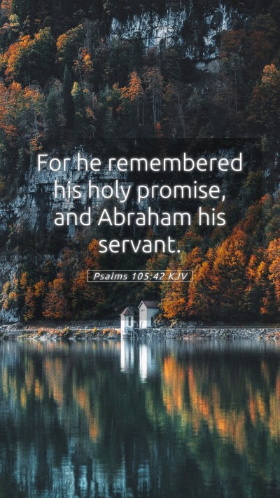 Picture 05 - Psalms 105:42 KJV Mobile Phone Wallpaper - For he remembered his holy promise, and Abraham - Mobile Bible Verse Wallpaper