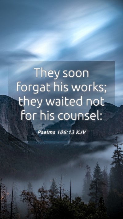Picture 05 - Psalms 106:13 KJV Mobile Phone Wallpaper - They soon forgat his works; they waited not for - Mobile Bible Verse Wallpaper