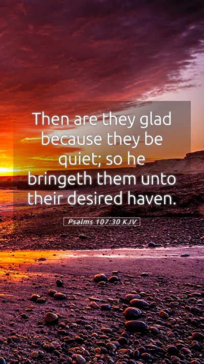 Picture 05 - Psalms 107:30 KJV Mobile Phone Wallpaper - Then are they glad because they be quiet; so he - Mobile Bible Verse Wallpaper