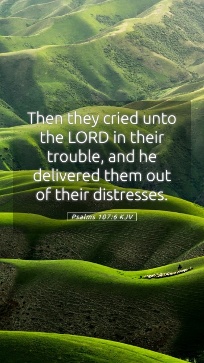 Picture 05 - Psalms 107:6 KJV Mobile Phone Wallpaper - Then they cried unto the LORD in their trouble, - Mobile Bible Verse Wallpaper