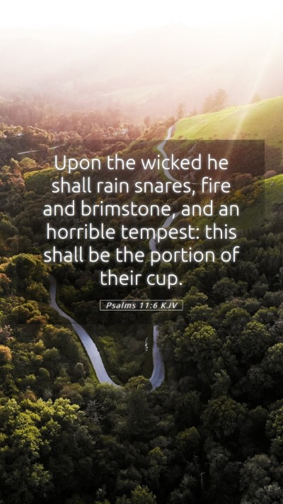 Picture 05 - Psalms 11:6 KJV Mobile Phone Wallpaper - Upon the wicked he shall rain snares, fire and - Mobile Bible Verse Wallpaper