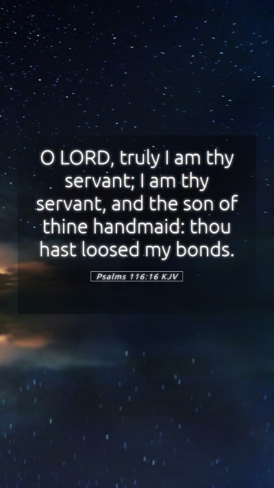 Picture 05 - Psalms 116:16 KJV Mobile Phone Wallpaper - O LORD, truly I am thy servant; I am thy servant, - Mobile Bible Verse Wallpaper