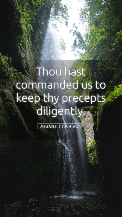 Picture 05 - Psalms 119:4 KJV Mobile Phone Wallpaper - Thou hast commanded us to keep thy precepts - Mobile Bible Verse Wallpaper