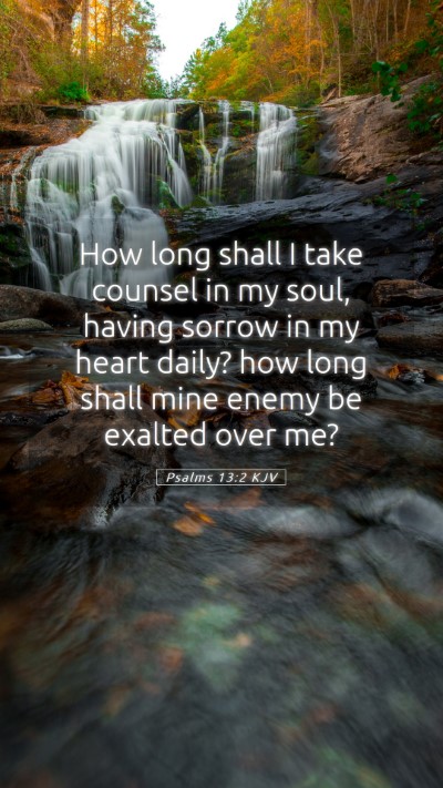 Picture 05 - Psalms 13:2 KJV Mobile Phone Wallpaper - How long shall I take counsel in my soul, having - Mobile Bible Verse Wallpaper