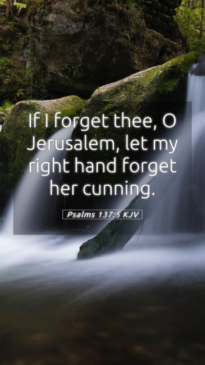 Picture 05 - Psalms 137:5 KJV Mobile Phone Wallpaper - If I forget thee, O Jerusalem, let my right hand - Mobile Bible Verse Wallpaper