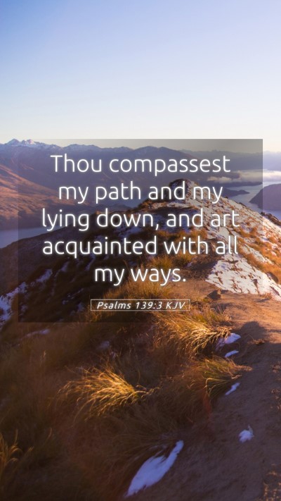 Picture 05 - Psalms 139:3 KJV Mobile Phone Wallpaper - Thou compassest my path and my lying down, and - Mobile Bible Verse Wallpaper