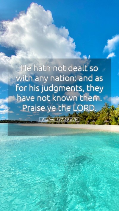 Picture 05 - Psalms 147:20 KJV Mobile Phone Wallpaper - He hath not dealt so with any nation: and as for - Mobile Bible Verse Wallpaper