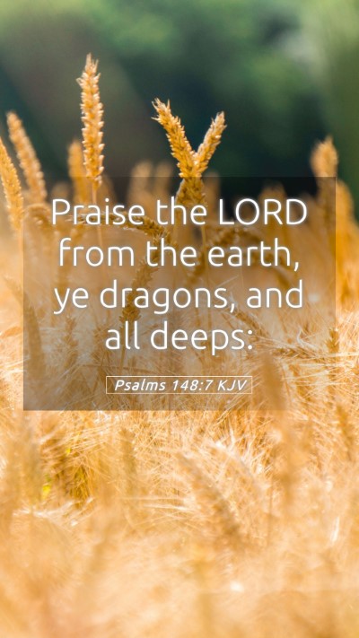 Picture 05 - Psalms 148:7 KJV Mobile Phone Wallpaper - Praise the LORD from the earth, ye dragons, and - Mobile Bible Verse Wallpaper