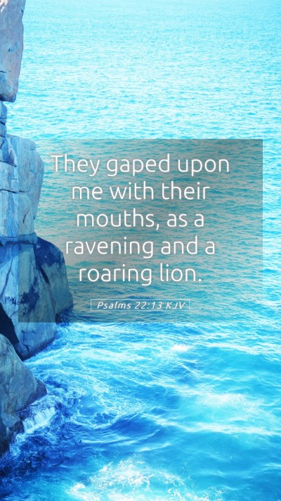 Picture 05 - Psalms 22:13 KJV Mobile Phone Wallpaper - They gaped upon me with their mouths, as a - Mobile Bible Verse Wallpaper
