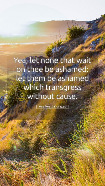 Picture 05 - Psalms 25:3 KJV Mobile Phone Wallpaper - Yea, let none that wait on thee be ashamed: let - Mobile Bible Verse Wallpaper
