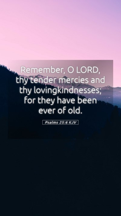 Picture 05 - Psalms 25:6 KJV Mobile Phone Wallpaper - Remember, O LORD, thy tender mercies and thy - Mobile Bible Verse Wallpaper