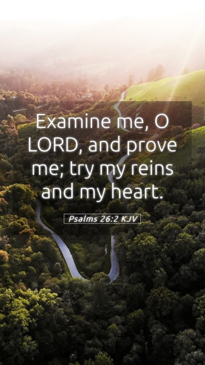 Picture 05 - Psalms 26:2 KJV Mobile Phone Wallpaper - Examine me, O LORD, and prove me; try my reins - Mobile Bible Verse Wallpaper
