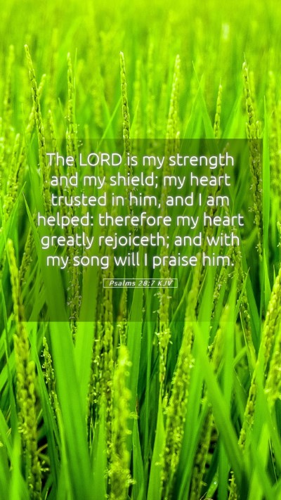 Picture 05 - Psalms 28:7 KJV Mobile Phone Wallpaper - The LORD is my strength and my shield; my heart - Mobile Bible Verse Wallpaper