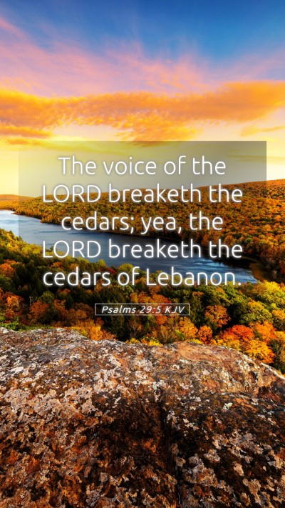 Picture 05 - Psalms 29:5 KJV Mobile Phone Wallpaper - The voice of the LORD breaketh the cedars; yea, - Mobile Bible Verse Wallpaper