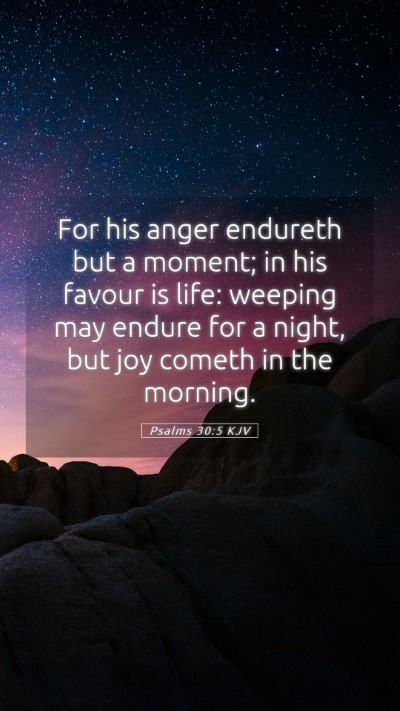 Picture 05 - Psalms 30:5 KJV Mobile Phone Wallpaper - For his anger endureth but a moment; in his - Mobile Bible Verse Wallpaper