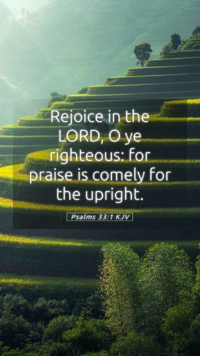 Picture 05 - Psalms 33:1 KJV Mobile Phone Wallpaper - Rejoice in the LORD, O ye righteous: for praise - Mobile Bible Verse Wallpaper