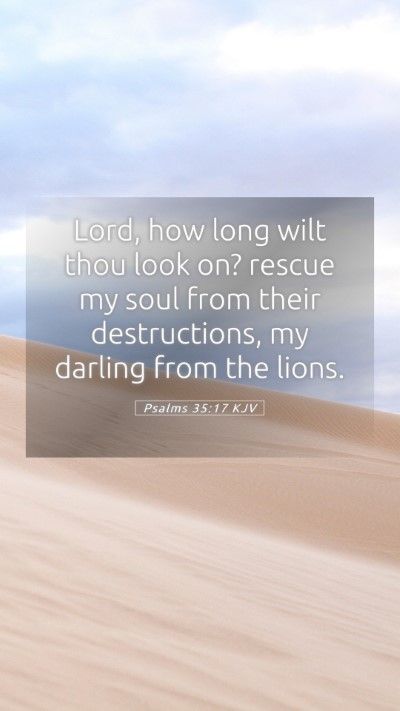 Picture 05 - Psalms 35:17 KJV Mobile Phone Wallpaper - Lord, how long wilt thou look on? rescue my soul - Mobile Bible Verse Wallpaper