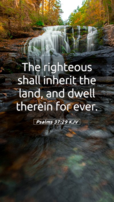 Picture 05 - Psalms 37:29 KJV Mobile Phone Wallpaper - The righteous shall inherit the land, and dwell - Mobile Bible Verse Wallpaper
