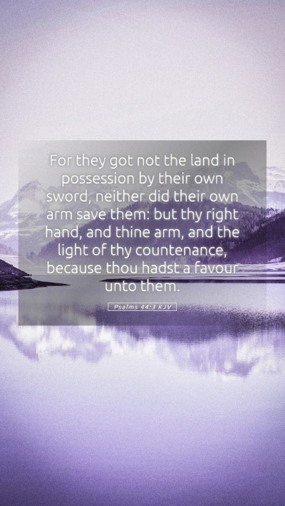 Picture 05 - Psalms 44:3 KJV Mobile Phone Wallpaper - For they got not the land in possession by their - Mobile Bible Verse Wallpaper