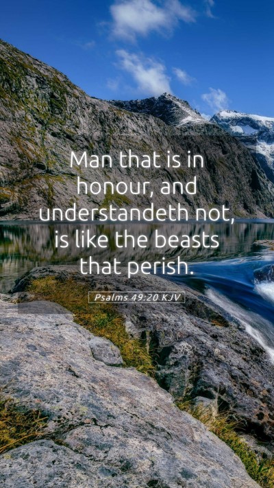 Picture 05 - Psalms 49:20 KJV Mobile Phone Wallpaper - Man that is in honour, and understandeth not, is - Mobile Bible Verse Wallpaper