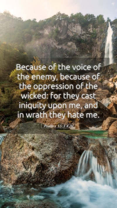 Picture 05 - Psalms 55:3 KJV Mobile Phone Wallpaper - Because of the voice of the enemy, because of the - Mobile Bible Verse Wallpaper