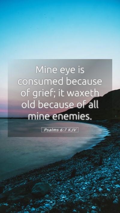 Picture 05 - Psalms 6:7 KJV Mobile Phone Wallpaper - Mine eye is consumed because of grief; it waxeth - Mobile Bible Verse Wallpaper