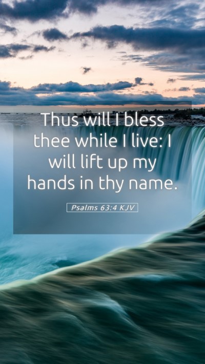 Picture 05 - Psalms 63:4 KJV Mobile Phone Wallpaper - Thus will I bless thee while I live: I will lift - Mobile Bible Verse Wallpaper