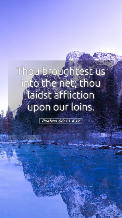 Picture 05 - Psalms 66:11 KJV Mobile Phone Wallpaper - Thou broughtest us into the net; thou laidst - Mobile Bible Verse Wallpaper