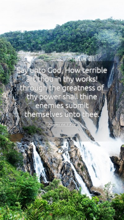 Picture 05 - Psalms 66:3 KJV Mobile Phone Wallpaper - Say unto God, How terrible art thou in thy works! - Mobile Bible Verse Wallpaper