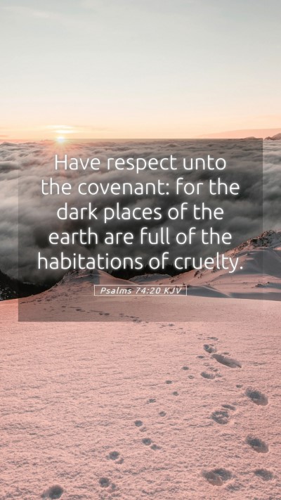 Picture 05 - Psalms 74:20 KJV Mobile Phone Wallpaper - Have respect unto the covenant: for the dark - Mobile Bible Verse Wallpaper