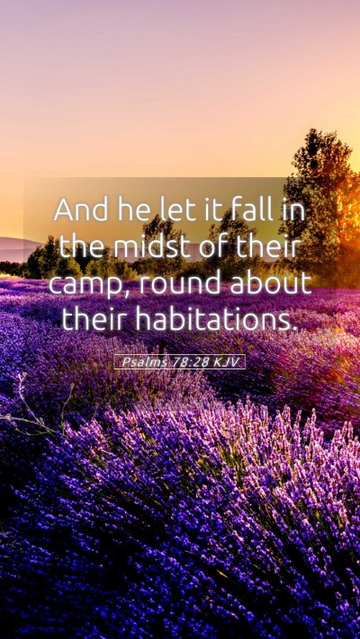 Picture 05 - Psalms 78:28 KJV Mobile Phone Wallpaper - And he let it fall in the midst of their camp, - Mobile Bible Verse Wallpaper