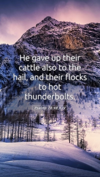 Picture 05 - Psalms 78:48 KJV Mobile Phone Wallpaper - He gave up their cattle also to the hail, and - Mobile Bible Verse Wallpaper