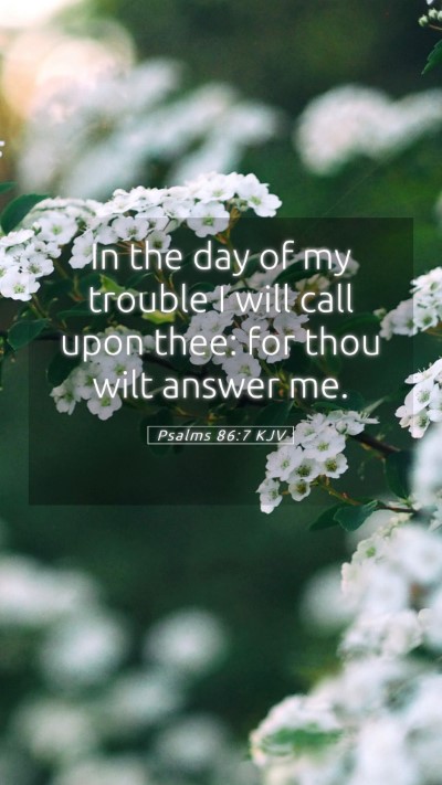 Picture 05 - Psalms 86:7 KJV Mobile Phone Wallpaper - In the day of my trouble I will call upon thee: - Mobile Bible Verse Wallpaper