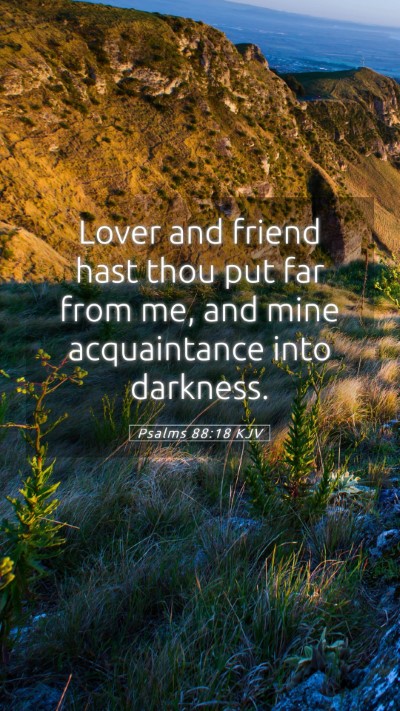 Picture 05 - Psalms 88:18 KJV Mobile Phone Wallpaper - Lover and friend hast thou put far from me, and - Mobile Bible Verse Wallpaper