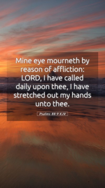 Picture 05 - Psalms 88:9 KJV Mobile Phone Wallpaper - Mine eye mourneth by reason of affliction: LORD, - Mobile Bible Verse Wallpaper