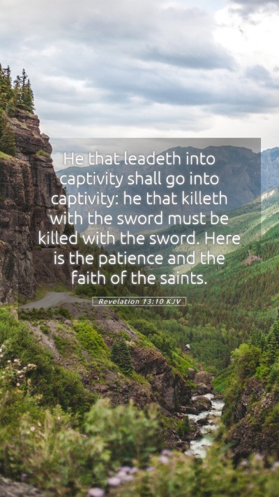 Picture 05 - Revelation 13:10 KJV Mobile Phone Wallpaper - He that leadeth into captivity shall go into - Mobile Bible Verse Wallpaper