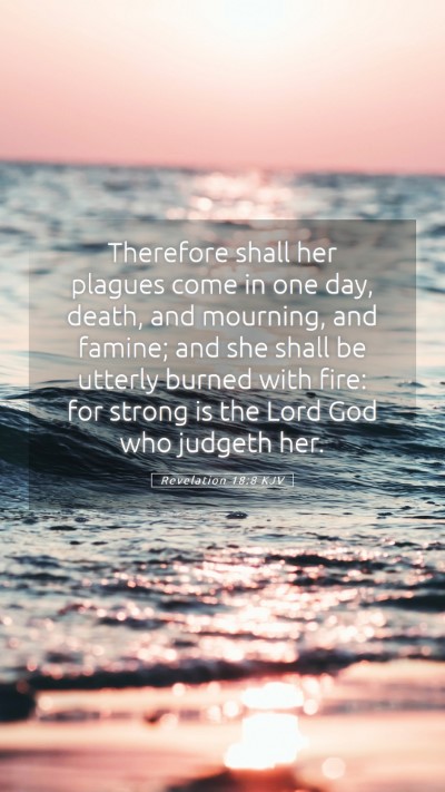 Picture 05 - Revelation 18:8 KJV Mobile Phone Wallpaper - Therefore shall her plagues come in one day, - Mobile Bible Verse Wallpaper