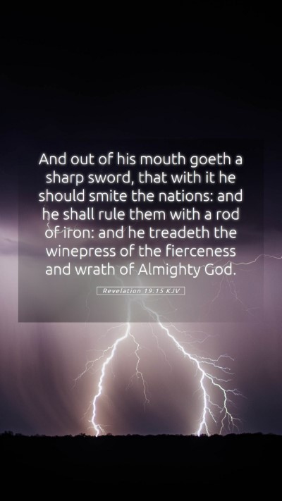 Picture 05 - Revelation 19:15 KJV Mobile Phone Wallpaper - And out of his mouth goeth a sharp sword, that - Mobile Bible Verse Wallpaper