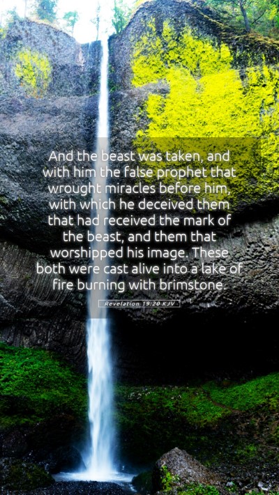 Picture 05 - Revelation 19:20 KJV Mobile Phone Wallpaper - And the beast was taken, and with him the false - Mobile Bible Verse Wallpaper