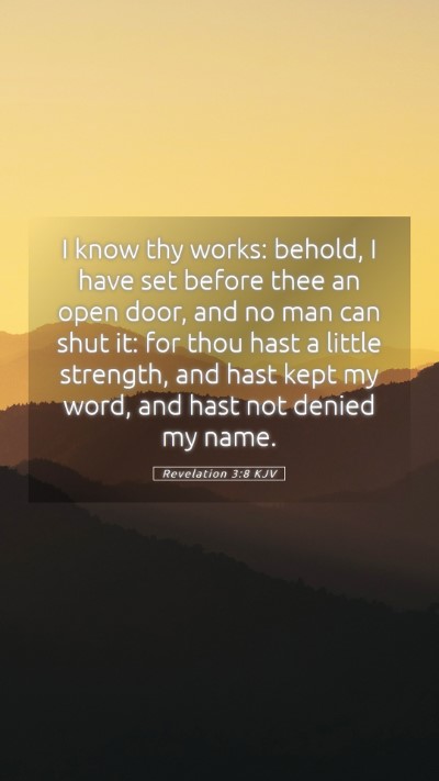 Picture 05 - Revelation 3:8 KJV Mobile Phone Wallpaper - I know thy works: behold, I have set before thee - Mobile Bible Verse Wallpaper